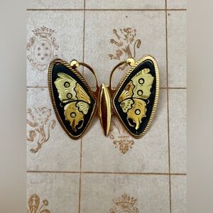 Vintage Gold and Black Butterfly Pin